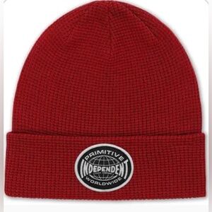 Primitive + Independent red waffle beanie New with tags!